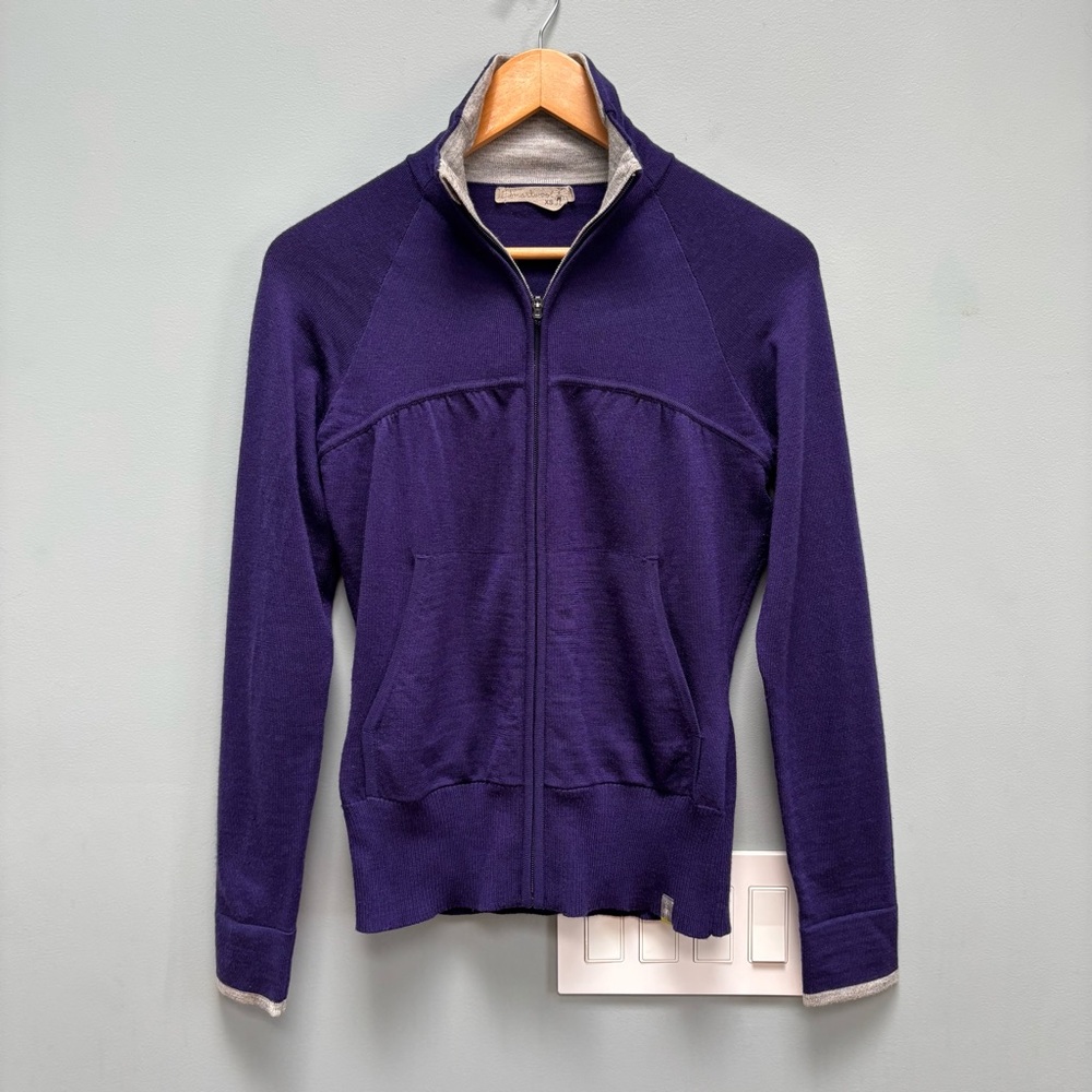Smartwool Full Zip Wool Sweater Purple XS